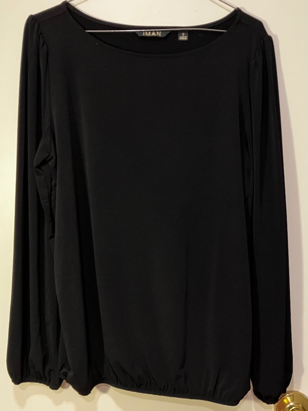 NEW without tags IMAN SMALL long sleeve knit blouse BLACK